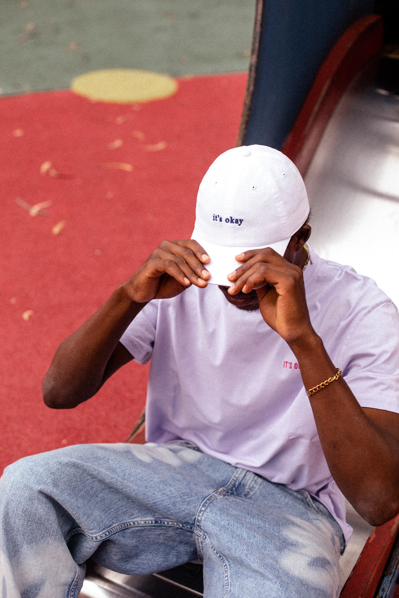 it's okay organic cap white | made with organic cotton, embroidered.
