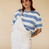 ORGANIC STRIPED T-SHIRT - BLUE/ECRU