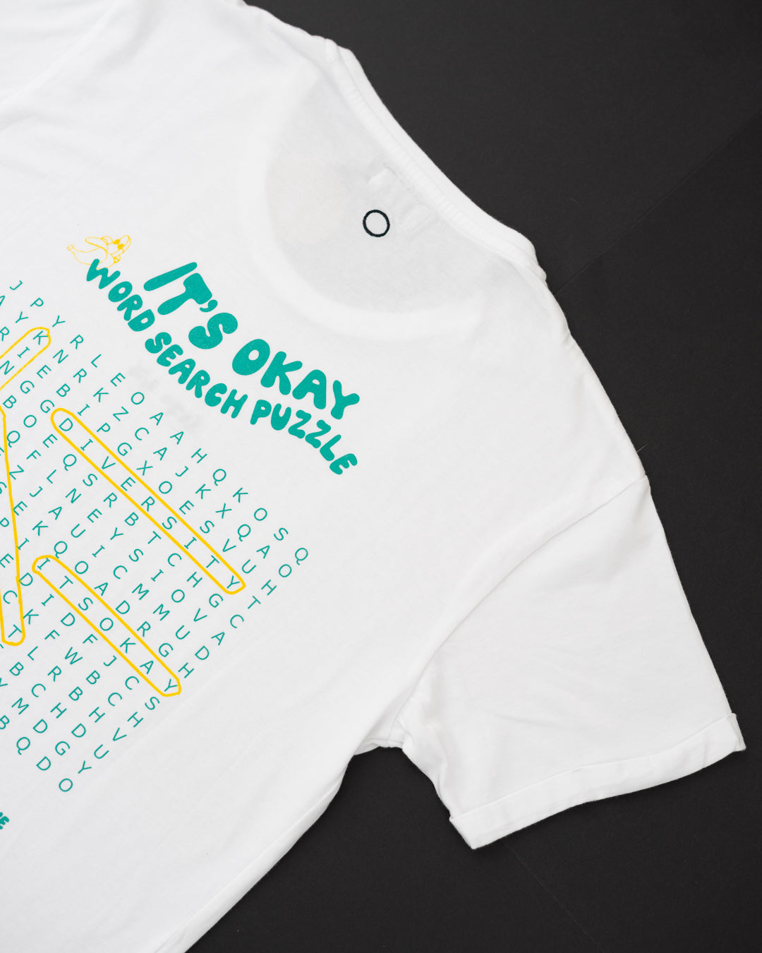It's okay word puzzle t-shirt - wear it with pride. Find all the words! This tee will give you confidence and strength. Organic cotton, exclusive design made in Portugal, screen printed. (Pt. t-shirts algodão orgânico com serigrafia. produzida em portugal. design exclusivo. Esta t-shirts transmite confiança e força a quem a utiliza.