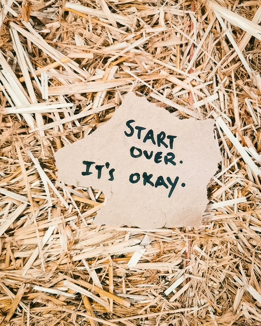 paper written: start over it's okay. Join us. Made in Portugal with love. We share motivational quotes and talk about things that matter. See you soon. 