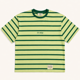 TINY STRIPED T-SHIRT - GREEN & GREEN COLLAR