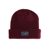 burgundy Beanie from It's okay | design in Portugal with love | feel cozy and warm with this knitted beanie | gorro feito em Portugal, wear it with pride