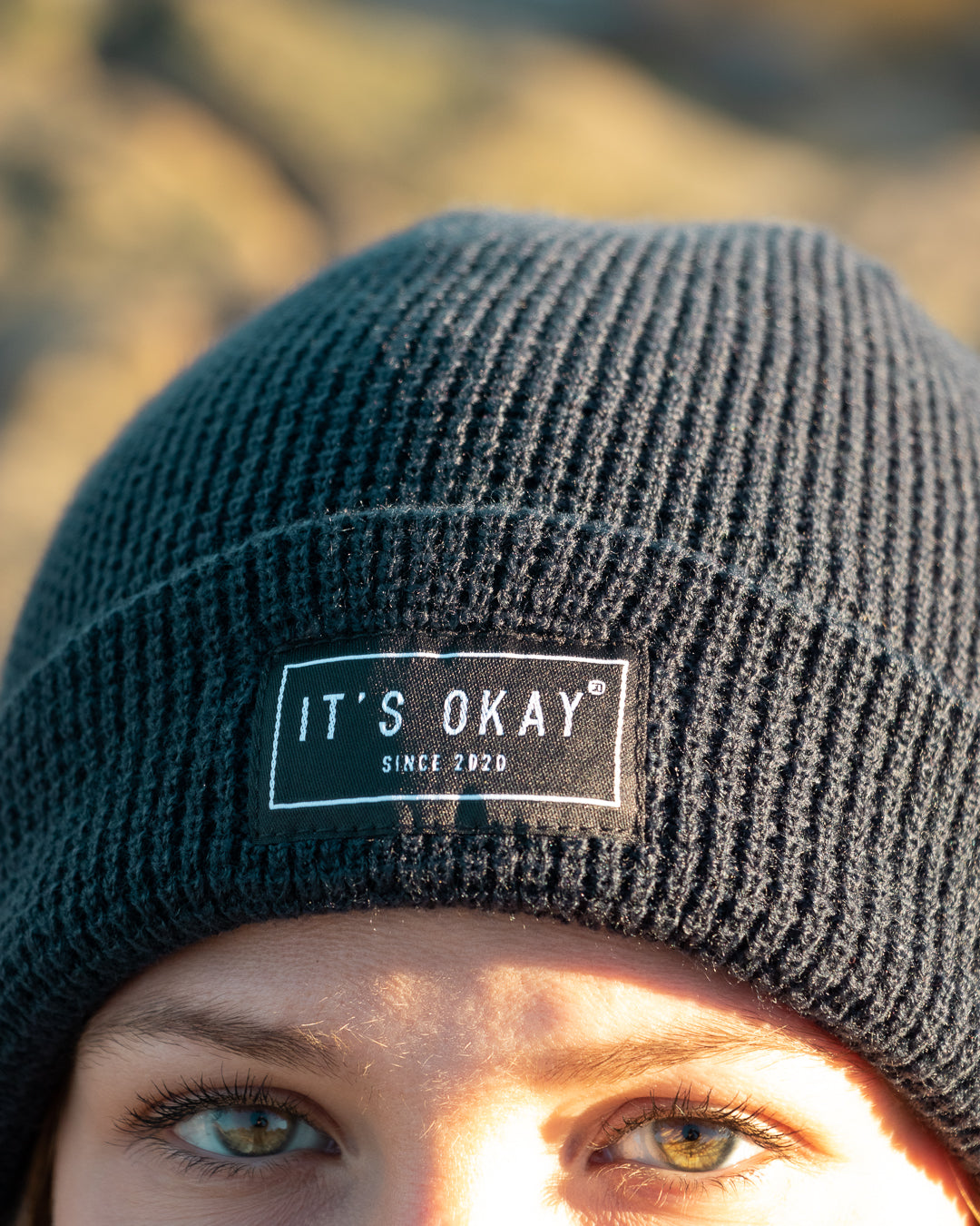 Blue Beanie from It's okay | design in Portugal with love | feel cozy and warm with this knitted beanie | gorro feito em Portugal, wear it with pride