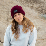burgundy Beanie from It's okay | design in Portugal with love | feel cozy and warm with this knitted beanie | gorro feito em Portugal, wear it with pride