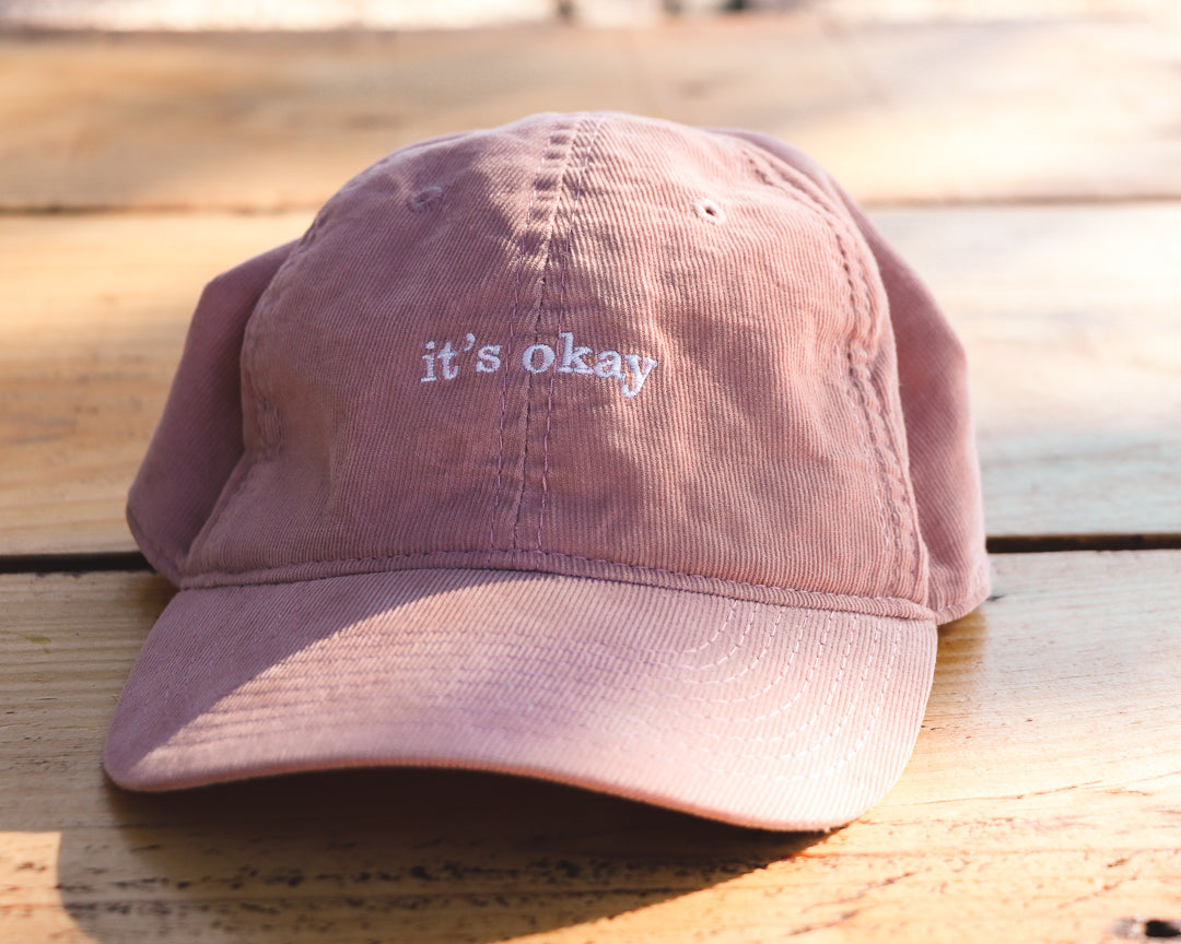 Light-coral cap | cotton needlecord corduroy in pink. Embroidered in Portugal. One size fits most | Wear it with pride. It's okay to be exactly who you are. Pt: Boné algodão de pala em bombazine de cor rosa, tamanha ajustável. 