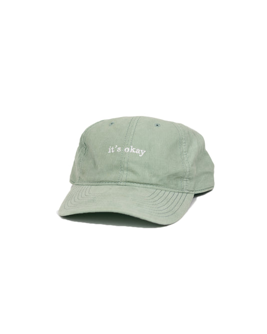 Wave cap | cotton needlecord corduroy in sage. Embroidered in Portugal. One size fits most | Wear it with pride. It's okay to be exactly who you are. Pt: Boné algodão de pala em bombazine de cor salvia, tamanha ajustável. 